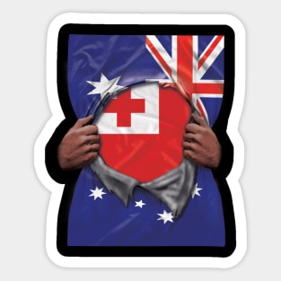 Tonga Flag Australian Flag Ripped - Gift for Togan From Tonga Sticker